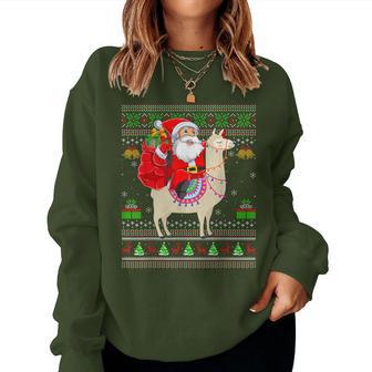 Ugly Xmas Sweater Santa Riding Llama Christmas Women Sweatshirt - Thegiftio UK