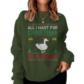 All I Want For Christmas Is A Duck Ugly Sweater Women Sweatshirt | Mazezy