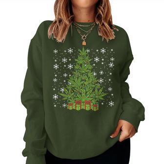 Weed Christmas Tree Xmas Cannabis 420 Pot Women Women Sweatshirt - Thegiftio UK