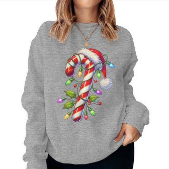 Candy Cane Crew Christmas Light Family Xmas Santa Boys Girls Women Sweatshirt - Thegiftio UK