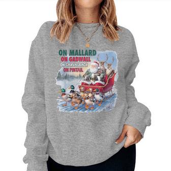 On Mallard On Gadwall Christmas Duck Hunting Santa Women Sweatshirt - Monsterry