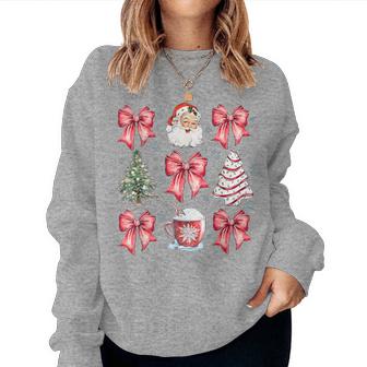 Retro Christmas Coquette Bow Santa Coffee Cake Holiday Women Women Sweatshirt - Thegiftio UK