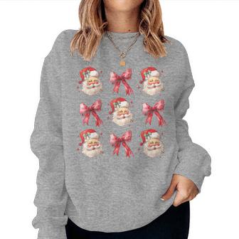 Retro Coquette Santa Red Bows Christmas For Girl Women Sweatshirt - Thegiftio UK