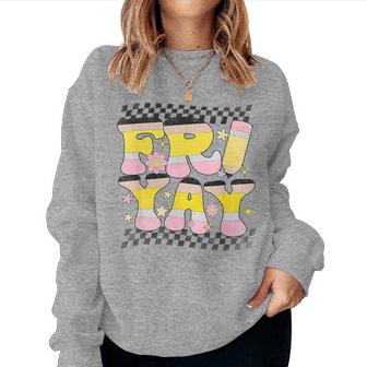 Retro Fri Yay Teacher Christmas Last Day Of School Women Sweatshirt - Thegiftio UK