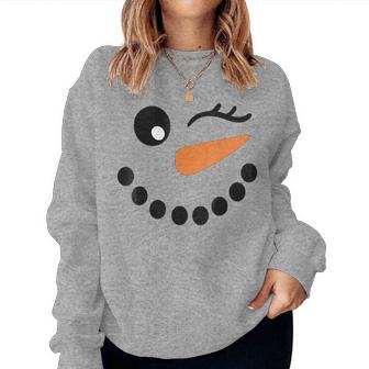 Winter Snowman Face Wink Eye Christmas Xmas For Girl Womens Women Sweatshirt - Thegiftio UK
