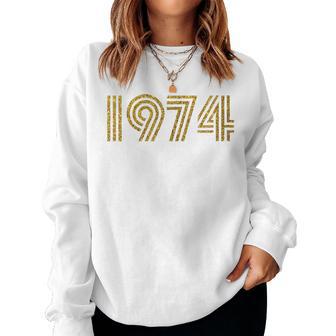 1974 Birth Year Milestone Birthday Retro Funk Disco Women Sweatshirt - Thegiftio UK