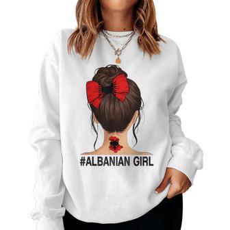 Albanian Girl Albania Flag Messy Bun Sweatshirt Frauen - Geschenkecke