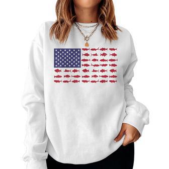 American Flag Bass Fishing Kid Boy Youth Patriotic Women Sweatshirt - Thegiftio UK