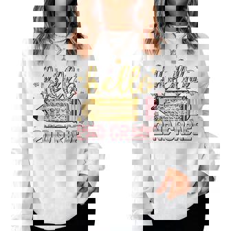 Back To School Hello Second 2Nd Grade Leopard Pencil Girl Women Sweatshirt - Monsterry
