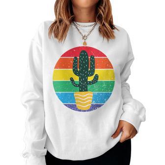 Cactus Serape Rainbow Awesome Novelty Women Sweatshirt - Thegiftio UK
