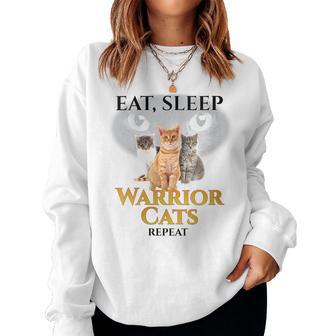 Cat Warriors Eat Sleep Cat Warrior Women Sweatshirt - Thegiftio UK