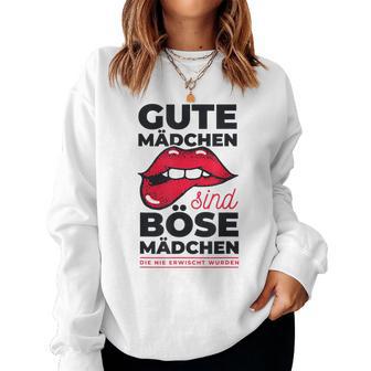 Cheeky Lips Gute Mädchen Böse Mädchen Spruch Gray Sweatshirt Frauen - Geschenkecke