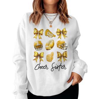 Cheer Sister Era Football Coquette Bow Cheer Mom Yellow Women Sweatshirt - Thegiftio UK