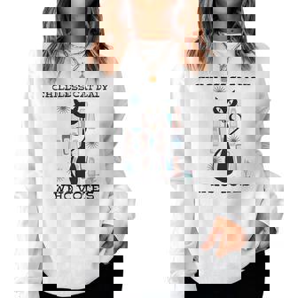 Childless Cat Lady Who Votes Mid-Century Cats 50S 60S Style Women Sweatshirt - Thegiftio UK