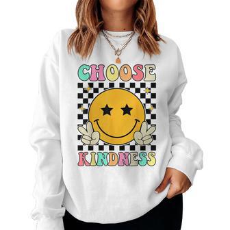 Choose Kindness Retro Groovy Kindness Inspirational Women Sweatshirt - Thegiftio UK