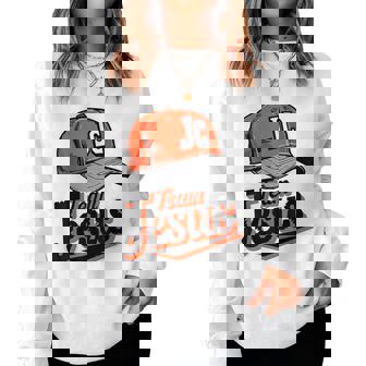 Christian Clothing Team Jesus Orange Baseball Hat Retro Women Sweatshirt | Seseable UK