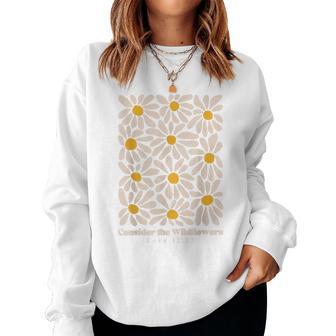 Consider The Wildflowers Retro Christian Jesus Women Sweatshirt - Thegiftio UK