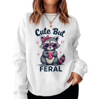 Cute But Feral Girl Summer Raccoon Women Women Sweatshirt - Thegiftio UK