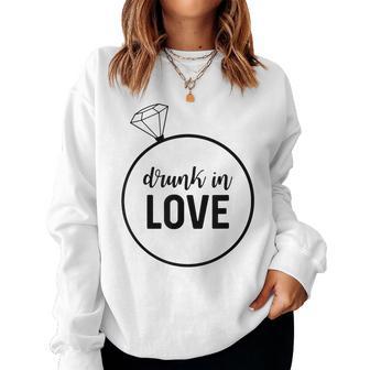 Drunk In Love Engagement Diamond Ring Framed Women Sweatshirt - Monsterry
