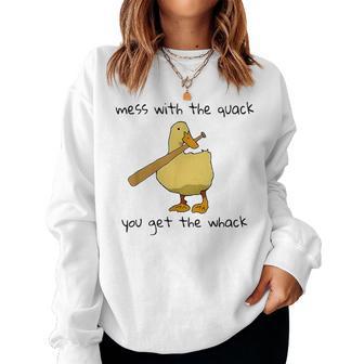 Duck And Baseball Bat Mess With The Quack You Get The Whack Women Sweatshirt - Thegiftio UK