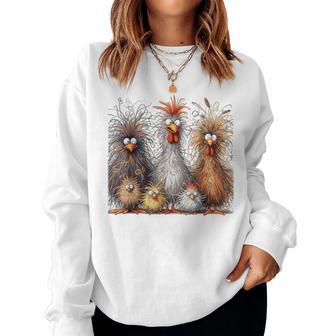 Eagerlys Colorful Chicken Art Crazy Chicken Family Women Sweatshirt - Thegiftio UK
