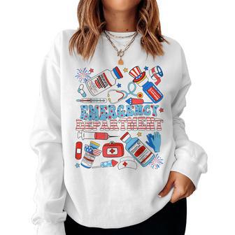 Emergency Department 4Th Of July Er Ed Emergency Room Nurse Women Sweatshirt - Thegiftio UK