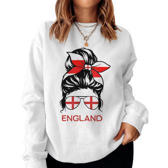 English Girl British Flag England Girl Messy Bun Women Sweatshirt - Thegiftio UK