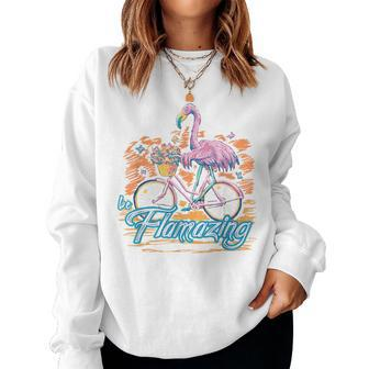 Be Flamazing Flamingo Bicycle Lover Summer Vibes Women Sweatshirt - Monsterry