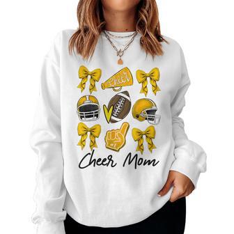Football Coquette Bow Cheer Mom Yellow Women Sweatshirt - Thegiftio UK