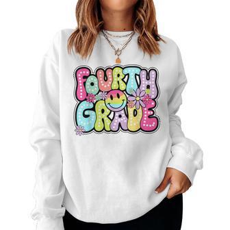 Fourth Grade Groovy Happy First Day Of School Bright Dots Women Sweatshirt - Thegiftio UK