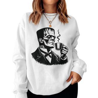 Frankenstein Coffee Drinker Horror And Caffeine Lovers Gray Sweatshirt Frauen - Geschenkecke