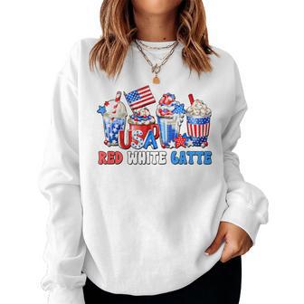 Fourth Of July For Red White Latte Women Sweatshirt | Seseable UK