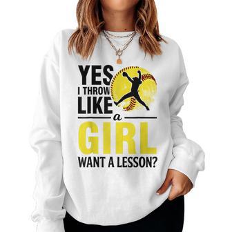 Softball Pitcher Yes I Throw Like Girl N Women Women Sweatshirt - Thegiftio UK