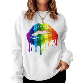 Gay Pride Month Rainbow Lips Women Sweatshirt - Thegiftio UK