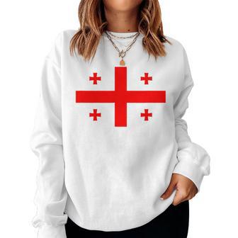 Georgia Flag Georgia Flag Georgian Flags Women's Sweatshirt Frauen - Seseable