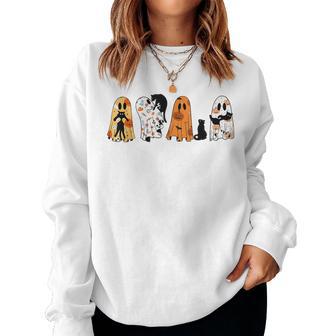 Ghost Cat Halloween Ghost Black Cat Spooky Season Cat Mom Women Sweatshirt - Thegiftio UK