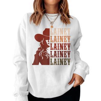 Girl Retro First Name Lainey Personalized Cowgirl Party Women Sweatshirt - Thegiftio UK