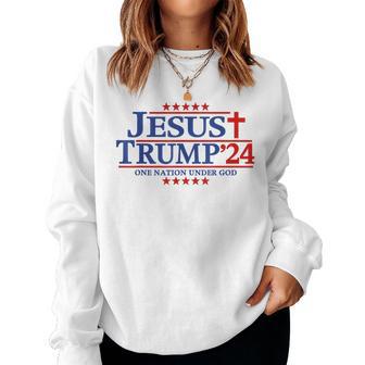God Jesus Trump 2024 In God We Trust Christian Conservative Women Sweatshirt - Thegiftio UK