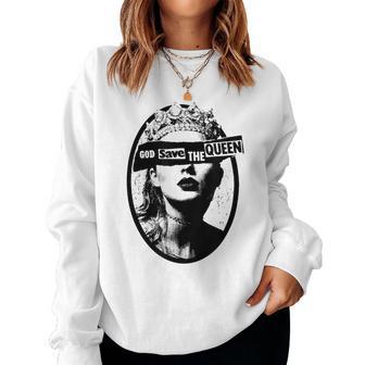 God Save The Queen Black And White Trendy Womens Women Sweatshirt - Thegiftio UK