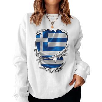 Greece Flag Greek Greece Flag For Women Sweatshirt Frauen - Seseable