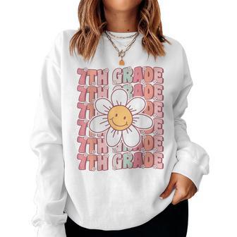 Groovy 7Th Grade Back To School First Day Of Seventh Grade Women Sweatshirt - Thegiftio UK