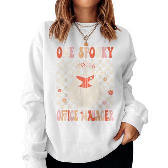 Groovy Boo School Office Manager Crew Ghost Halloween Women Sweatshirt - Thegiftio UK