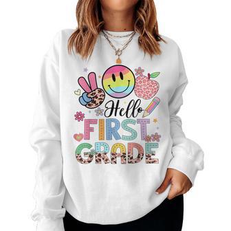 Hello 1St Grade Boy Girl Teacher Back To School 1St Grade Women Sweatshirt - Thegiftio UK