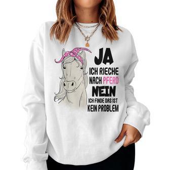 Ja Ich Rieche Nach Pferd Reiter Pferdessprüche Girls' Gray Sweatshirt Frauen - Geschenkecke