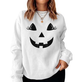 Jack O Lantern Pumpkin Face Halloween Costume Womens Women Sweatshirt - Thegiftio UK