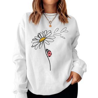 Ladybird On Daisy Blue Sweatshirt Frauen - Geschenkecke