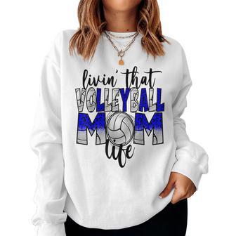 Living That Volleyball Mom Life Blue Leopard Women Sweatshirt | Seseable UK