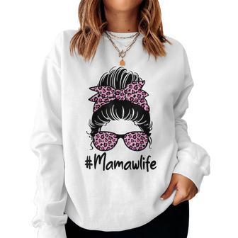 Mamaw Life Hair Bandana Glasses Leopard Mother's Day Women Sweatshirt - Thegiftio UK