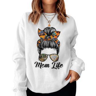Messy Bun Woman & Monster Truck Mom Life Happy Women Sweatshirt - Thegiftio UK
