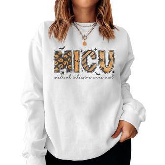 Micu Nurse Halloween Spooky Ghost Medical Intensive Care Women Sweatshirt - Thegiftio UK